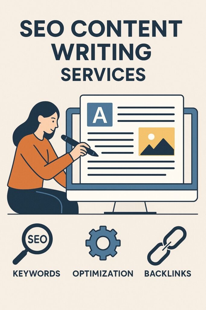 Professional content writer drafting SEO-optimized article